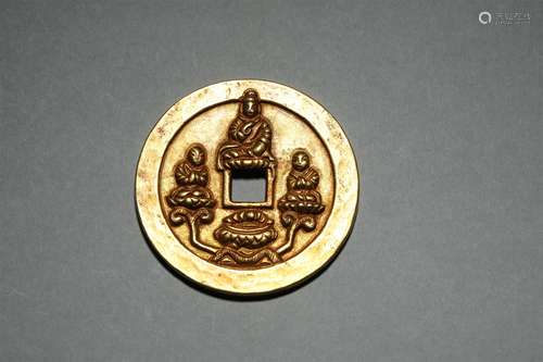 A buddha patterned gold coin,Song Dynasty,China