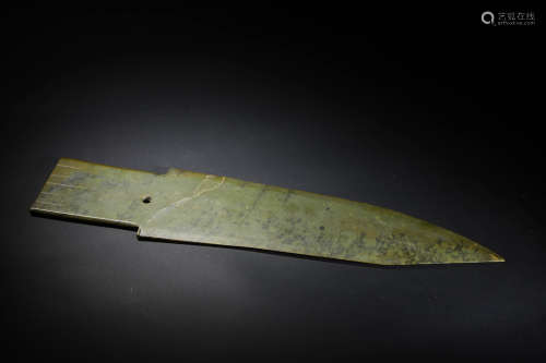 An ancient Chinese Qijia culture jade knife