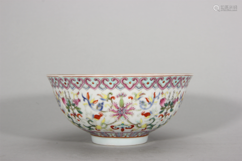 A famille rose flower porcelain bowl,Qing Dynasty,China