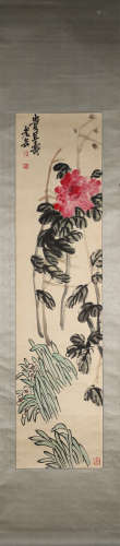 A Chinese flower-and-plant hanging scroll painting, Wu Chang...
