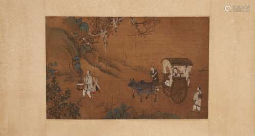 A Chinese silk scroll painting of figure, Unknown mark