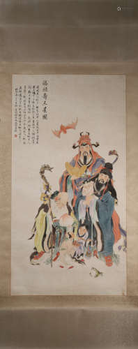 A Chinese hanging scroll painting of figure, Feng Chaoran ma...