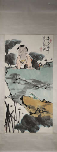 A Chinese hanging scroll painting of figure, Fanzeng mark
