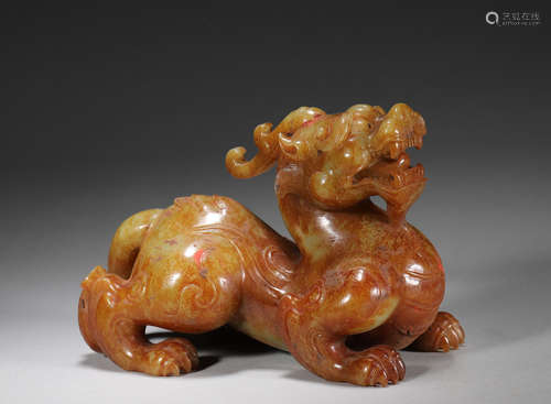 A jade carved beast ornament,Han Dynasty,China