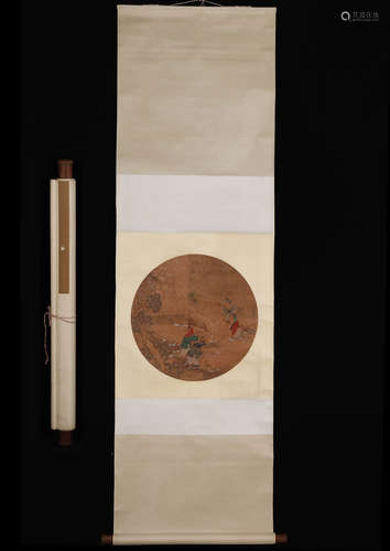 A Chinese Figure Painting On Silk, Hanging Scroll, Wang Zhen...