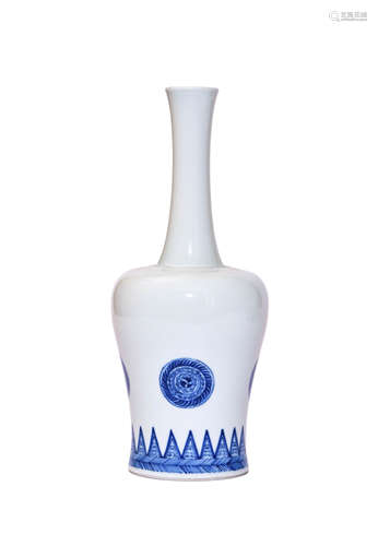 A Blue And White Flower Medallion Bell-Shaped Vase