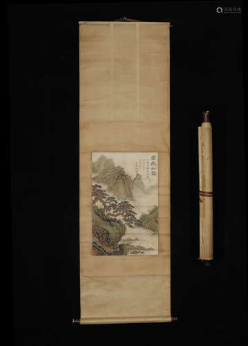 A Chinese Landscape Painting On Paper, Hanging Scroll, Wu Hu...