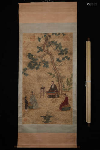 A Chinese Figure Painting On Silk, Hanging Scroll, Shang Xi ...