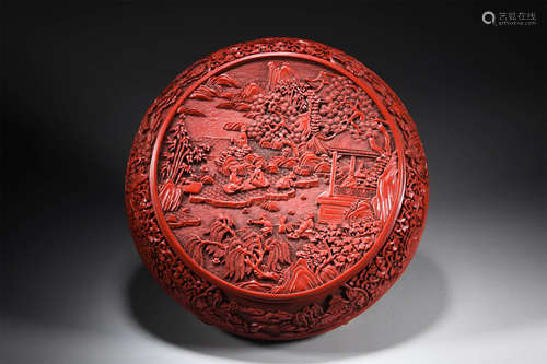 A Cinnabar Lacquer Box And Cover