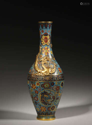 A Cloisonné Enamel Chilong Vase