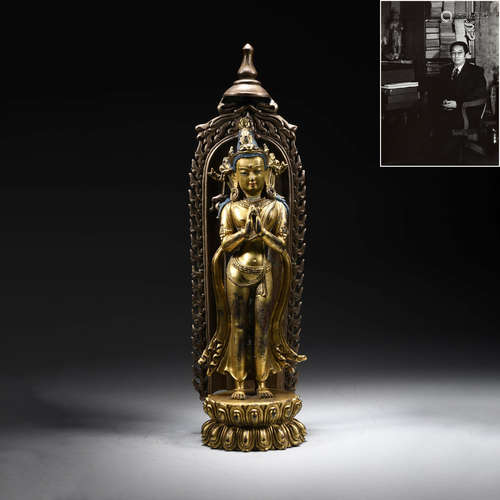 A Gilt-Bronze Figure Of Guanyin