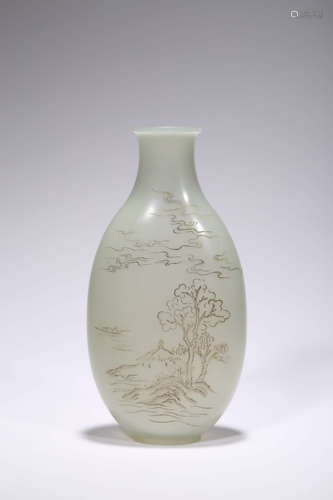 A Jade Landscape Vase