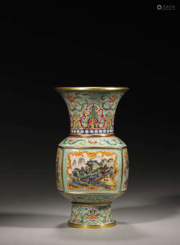 A Cloisonné Enamel Gu-Form Vase