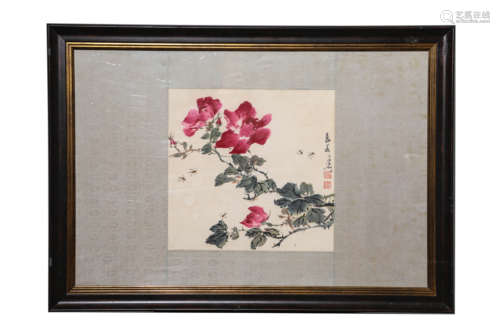 A Chinese Flower Painting, Mounted And Framed, Wang Xuetao M...