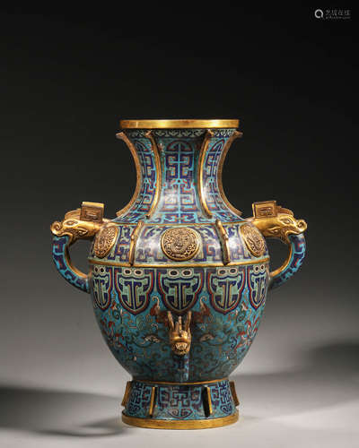 A Cloisonné Enamel Handled Vase