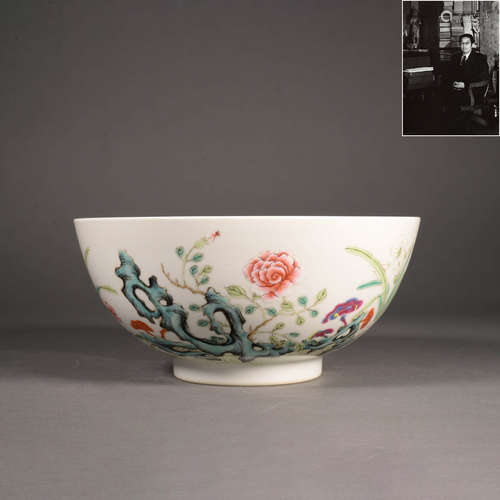 A Famille Rose Stone And Flower Bowl