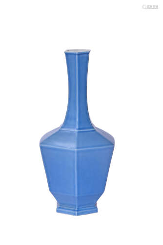 A Clair-De-Lune-Glazed Hexagonal Vase