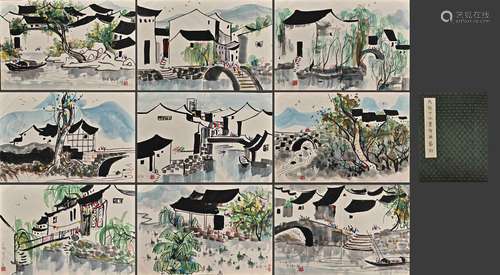 A Chinese Landscape Painting On Paper, Album Of ten Leaves, ...