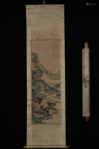 A Chinese Landscape Painting, Hanging Scroll, Dong Bangda Ma...