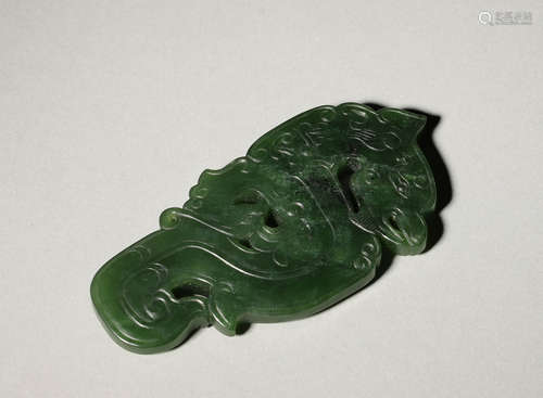 A Celadon Jade Beast Group