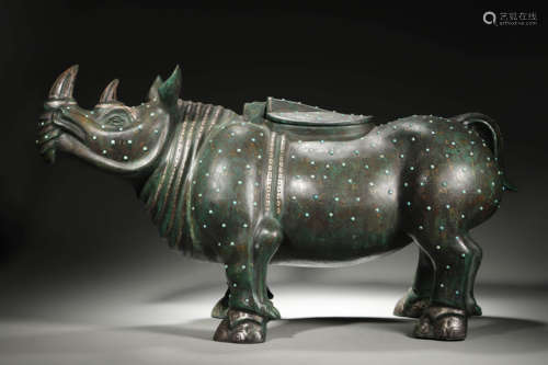 A Bronze Rhinoceros-Shaped Vessel