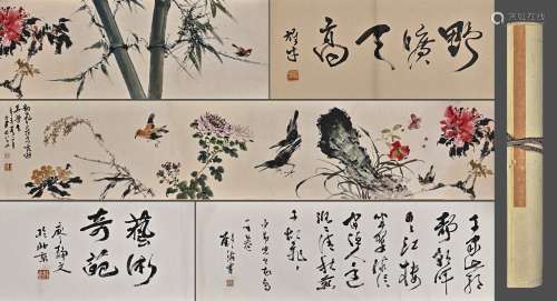 A Chinese Flower And Bird Painting On Paper, Handscroll, Zha...