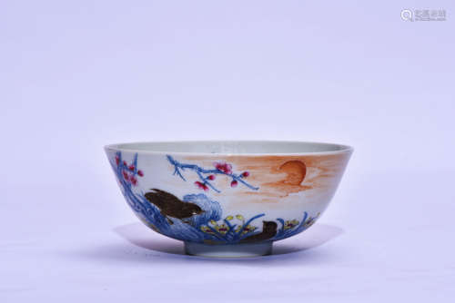 A Famille Rose Flower And Bird Bowl