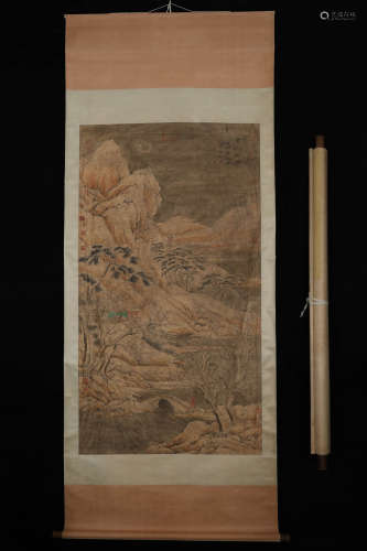 A Chinese Landscape Painting On Silk, Hanging Scroll, Zhao B...