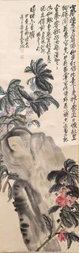 A Chinese Flower Painting On Silk, Wu Changshuo Mark
