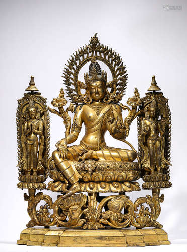 A Tibetan Green Tara Statue