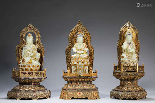 A Set of Gilt-Bronze Buddhas
