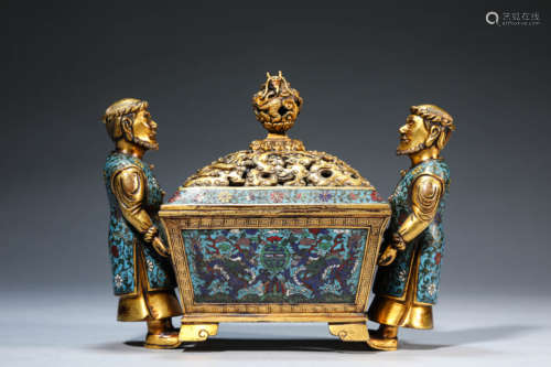 A Cloisonne Enamel Foreigner Censer