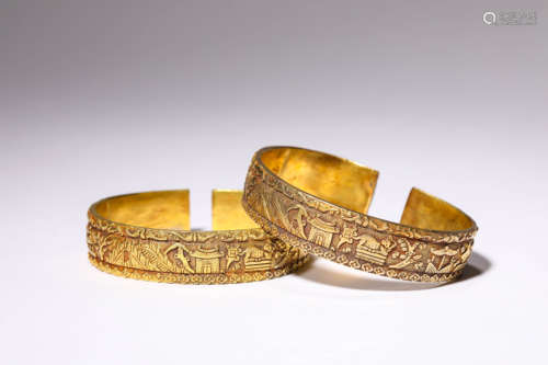 A Pair of Silver-Gilding Bracelets