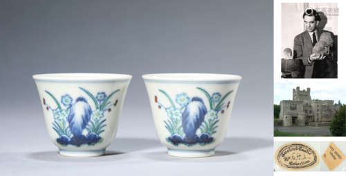 A Pair of Doucai Floral Cups