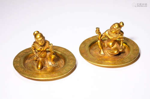 A Set of Gilt-Bronze Censers