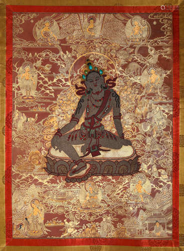 A Pearl Thangka of Avalokiteshvara Statue