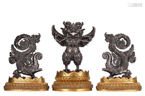 A Set of Tibetan Silver Birds Offerings