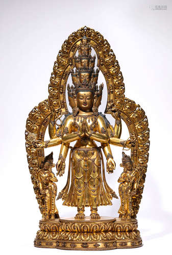 An Eleven Faced Avalokiteshvara Statue