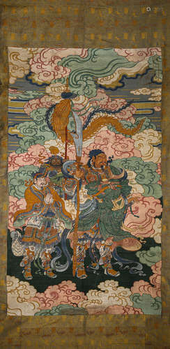 A Silk Scroll of Guan Gong Statue