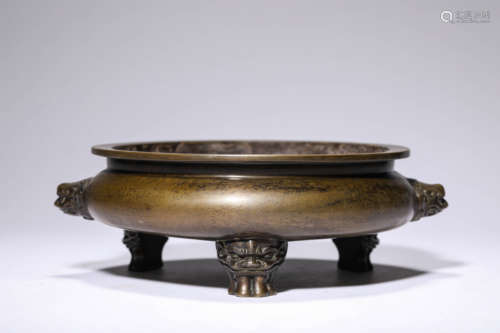 A Bronze Lion Censer