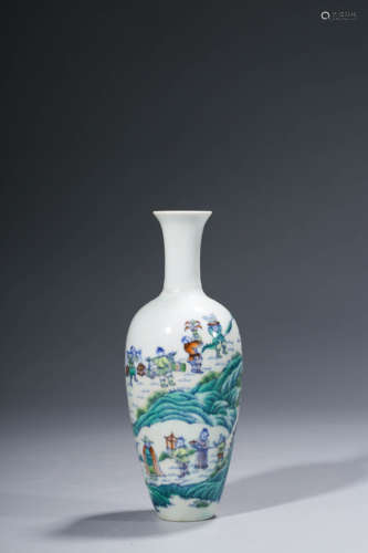 A Porcelain Doucai Story Vase