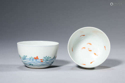 A Pair of Doucai Lotus Cups