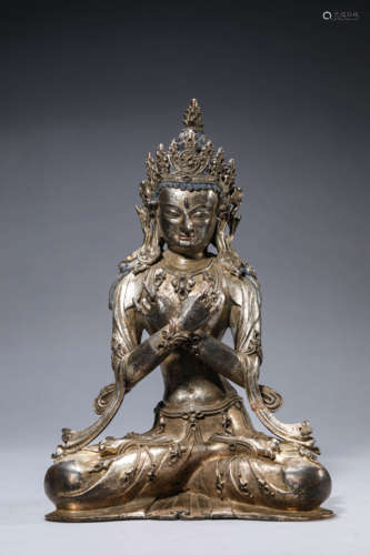 A Silver Gilding Vajardhar Statue