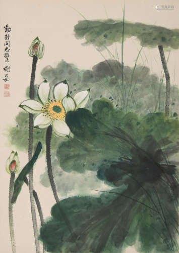 谢稚柳(1910-1997)荷趣图