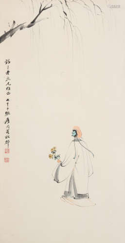 张大千(1899-1983)赏荷图