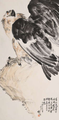 刘继卣(1918-1983)鹰石图