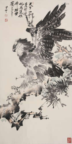黄琦(b.1964)鹰石图