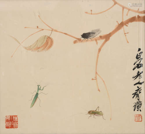 齐白石(1864-1957)贝叶草虫