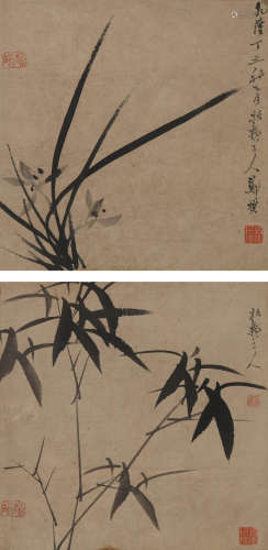 郑板桥(传)(1693-1766)墨竹二帧
