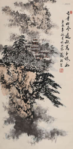 何镜涵(1923-2008)古寺松风